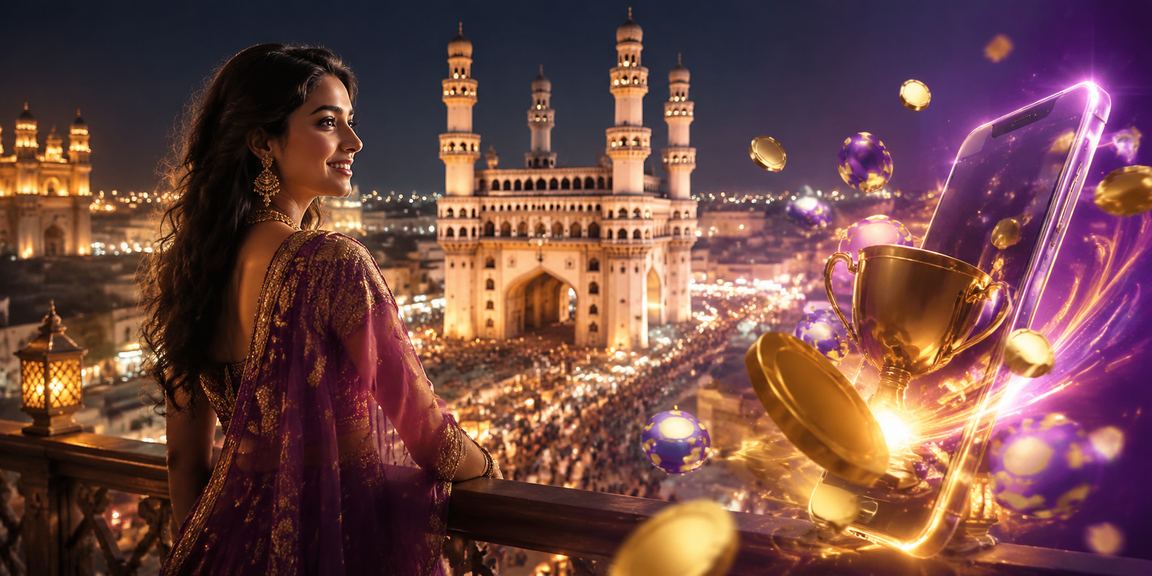 Hyderabad night market showcasing casino apps and players