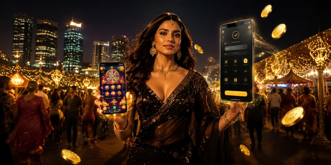 Night market in India with mobile payment scene
